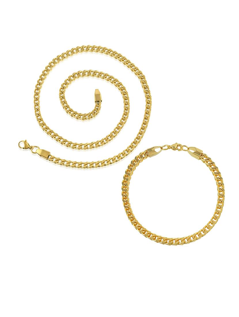 pack of 2 gold brass chain necklace & bracelet combo - 21553711 - Standard Image - 2
