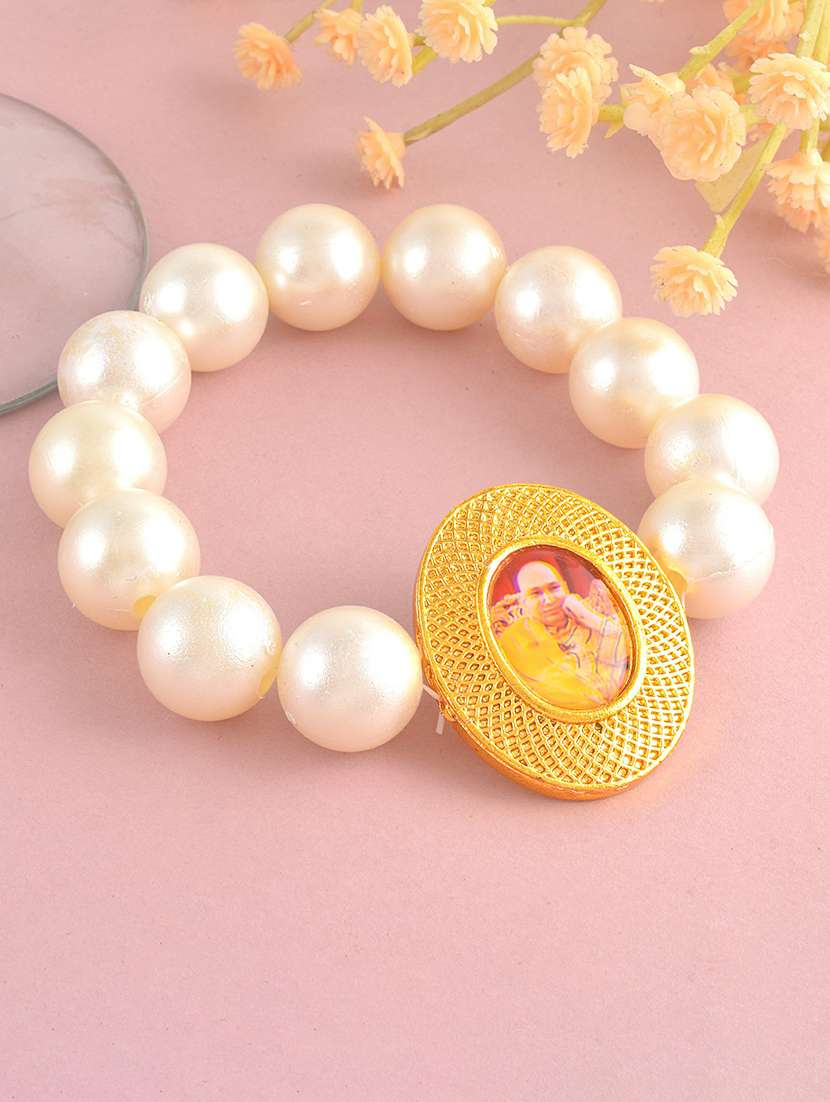 white crystal beaded bracelet