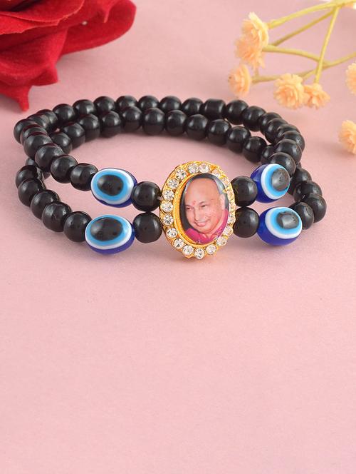 black crystal beaded bracelet - 21553762 -  Standard Image - 0