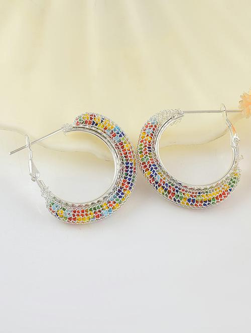silver brass hoop earring - 21553780 - Standard Image - 0