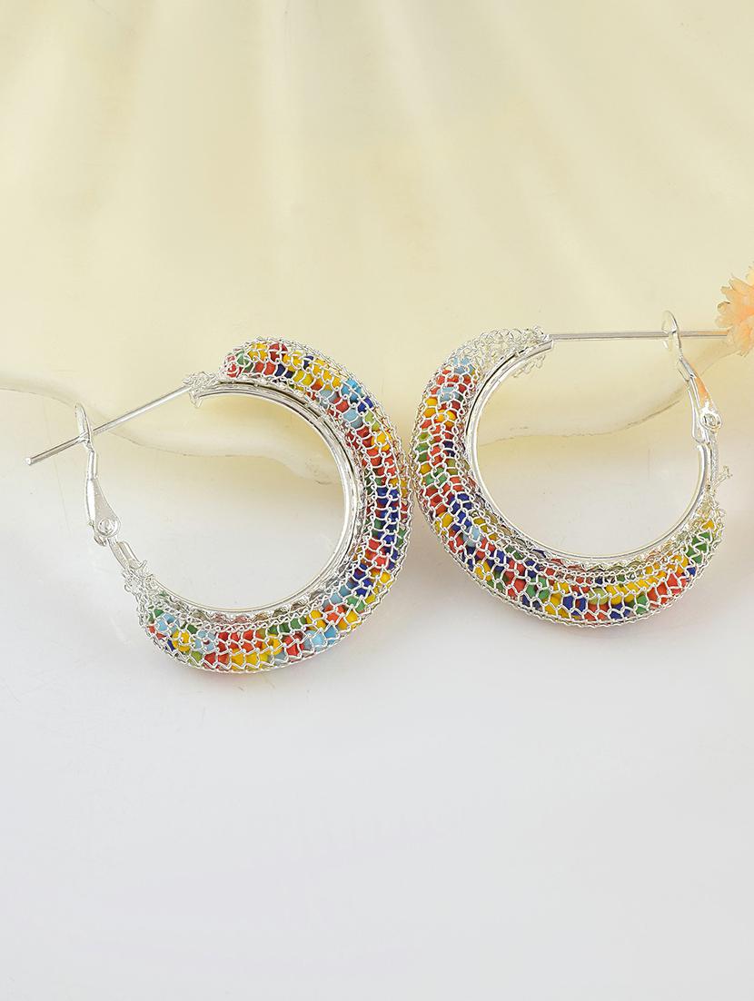 silver brass hoop earring - 21553780 - Zoom Image - 0