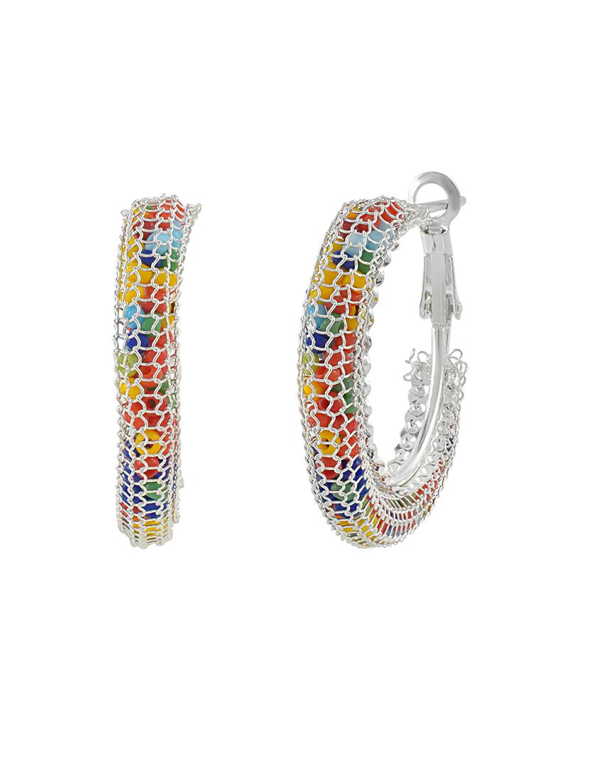 silver brass hoop earring - 21553780 - Standard Image - 2
