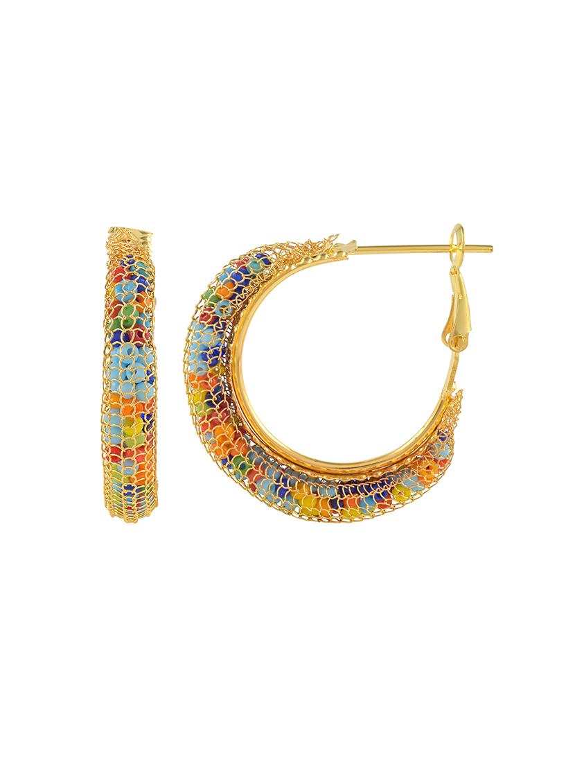 women multi coloured brass hoop earrings - 21553784 - Standard Image - 2