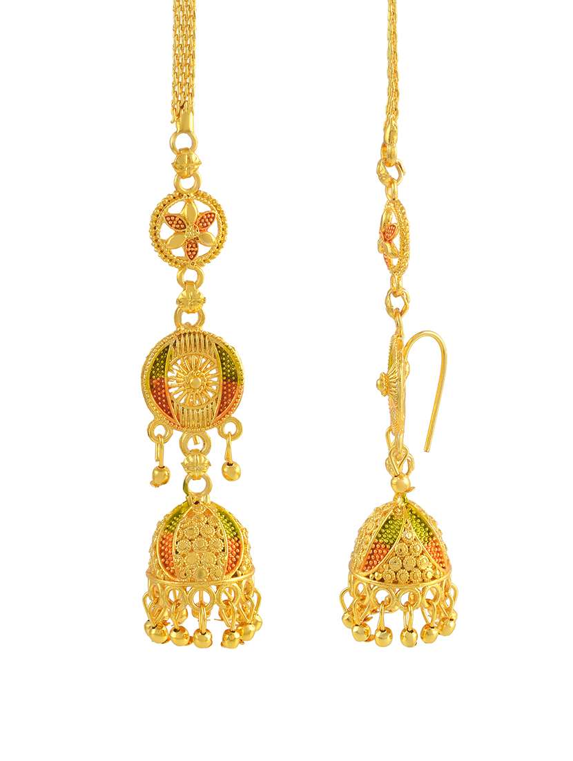 women gold brass jhumka earrings - 21553789 -  Standard Image - 2