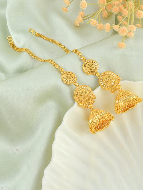 women gold brass jhumka earrings - 21553790 -  Standard Image - 0