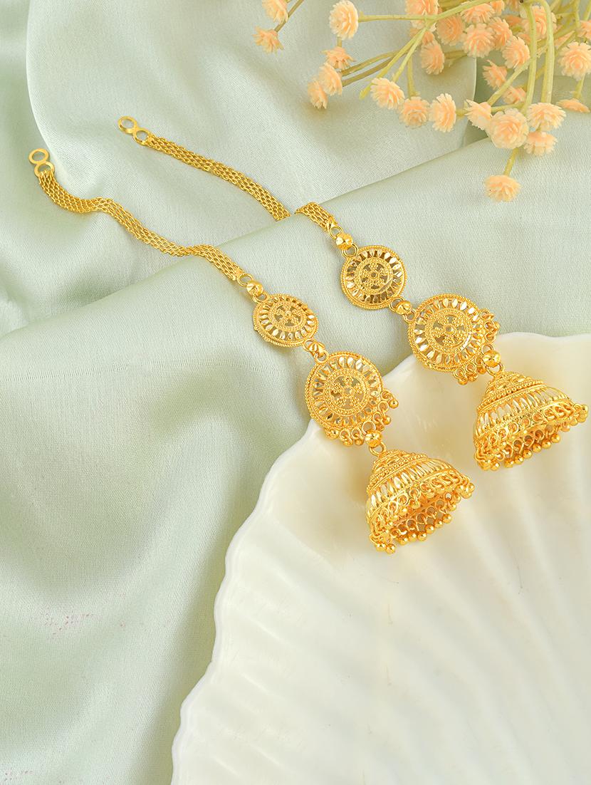 women gold brass jhumka earrings - 21553790 -  Zoom Image - 0