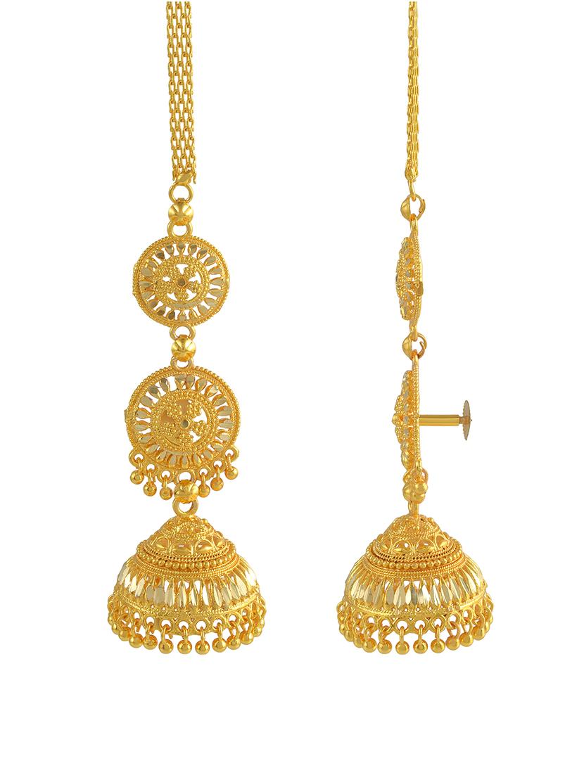 women gold brass jhumka earrings - 21553790 - Standard Image - 2