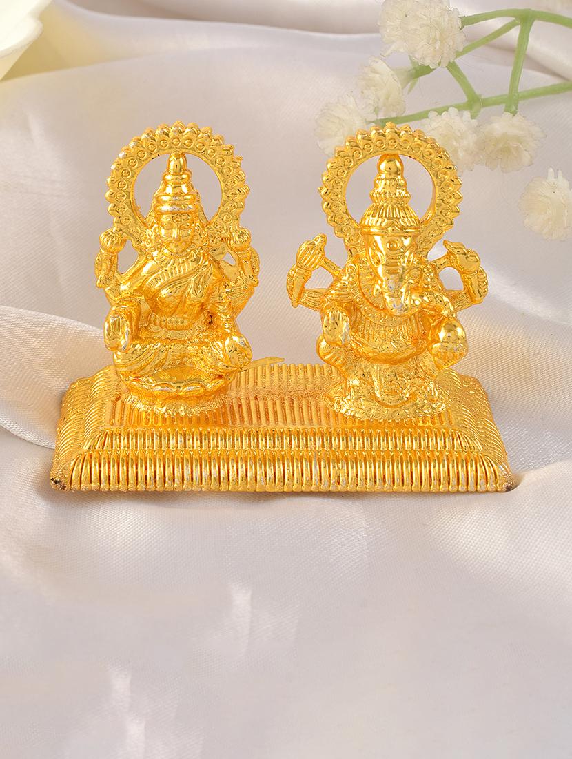 brass micron 1 gram gold lakshmi ganesh idol figurine show piece for home décor - 21553795 - Zoom Image - 0