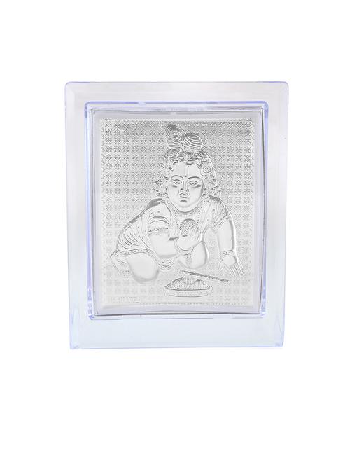 pure silver foil krishna laddu gopal stand hindu puja item - 21553797 -  Standard Image - 0