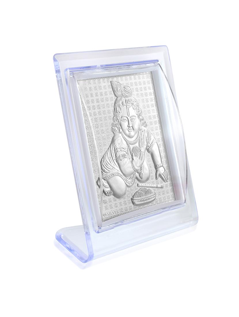 pure silver foil krishna laddu gopal stand hindu puja item - 21553797 - Standard Image - 2