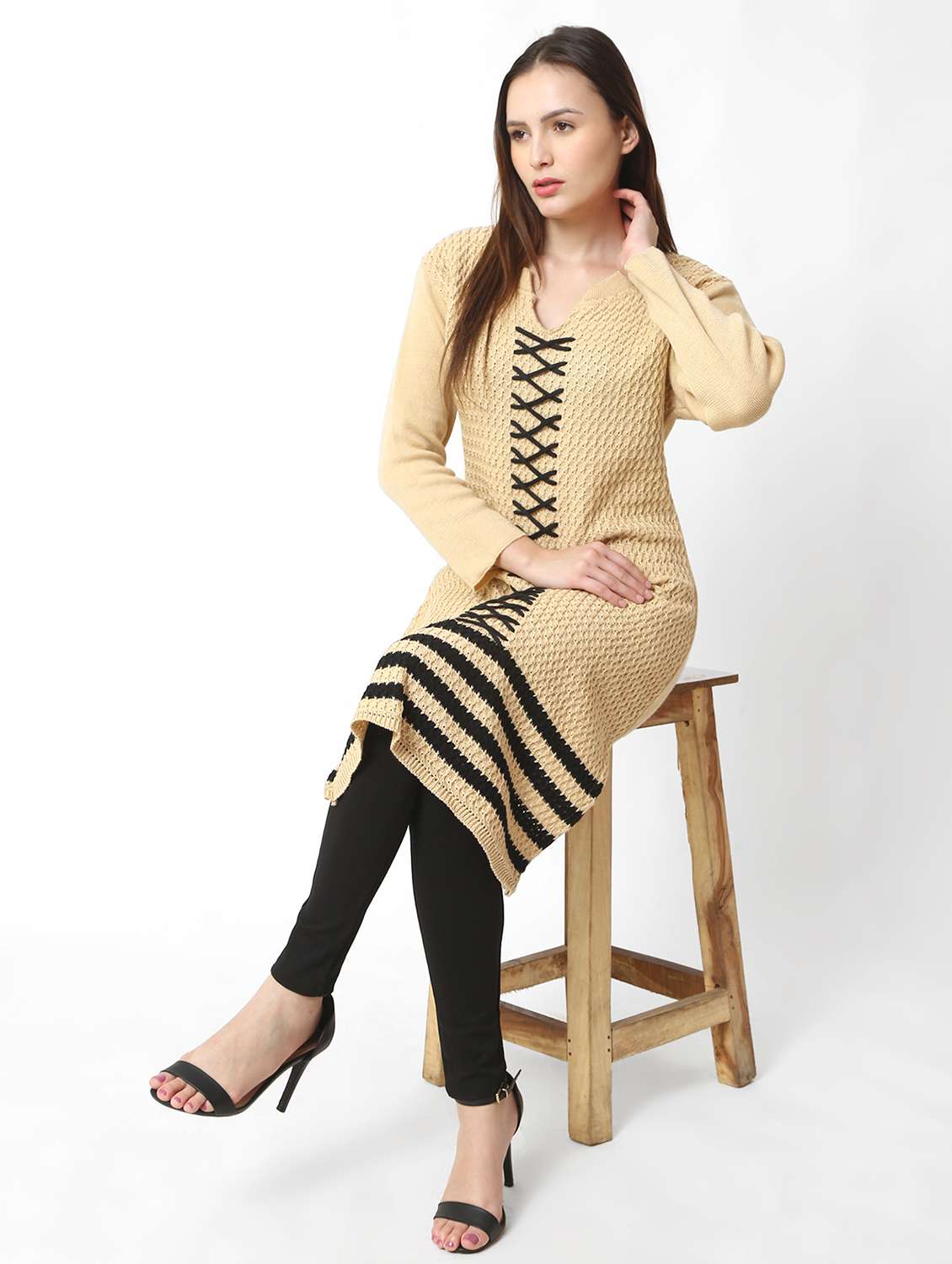 women self design long sleeves kurta - 21553821 -  Standard Image - 2