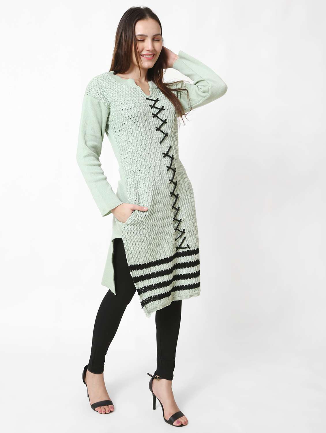 women self design long sleeves kurta - 21553822 -  Standard Image - 2