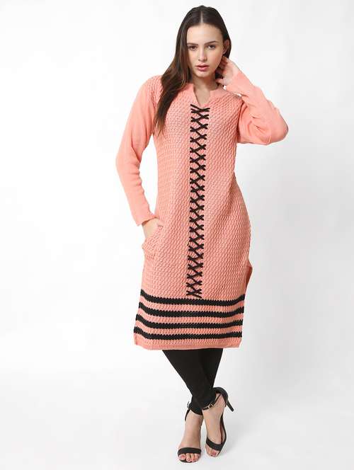 women self design long sleeves kurta - 21553824 -  Standard Image - 0