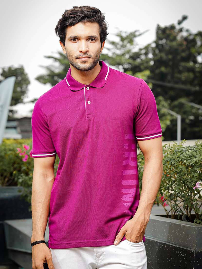 men typographic polo neck t-shirt