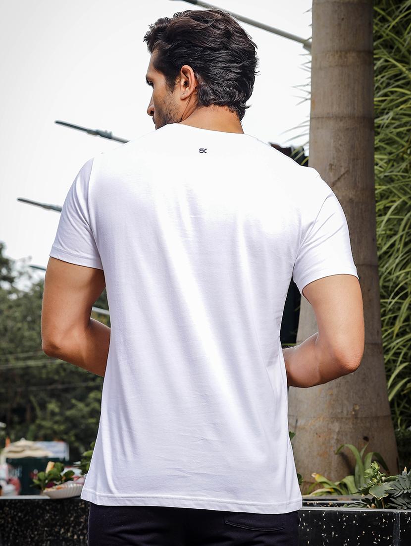 men chest print round neck t-shirt - 21553857 - Standard Image - 2