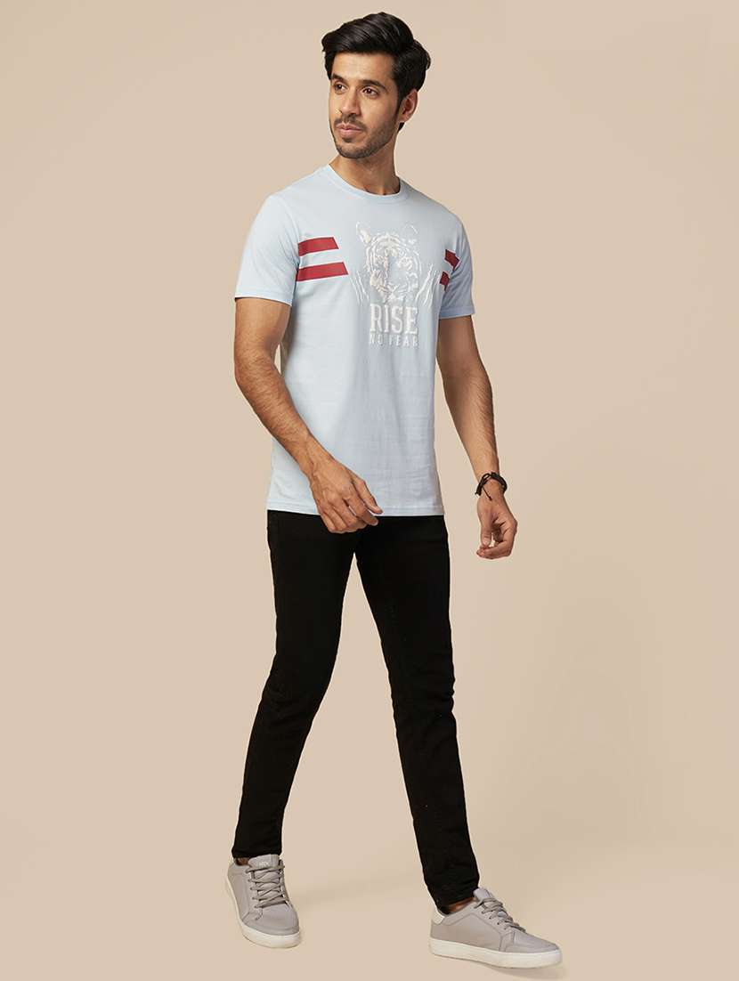 men chest print round neck t-shirt - 21553865 -  Standard Image - 2