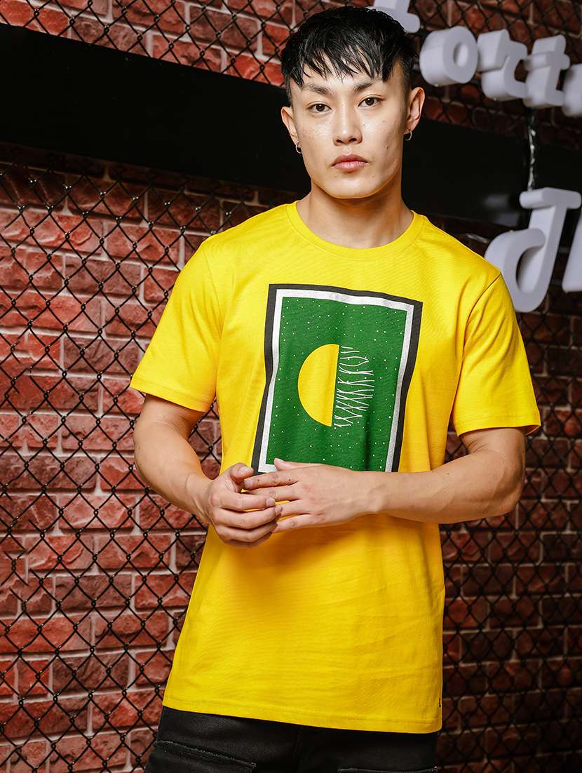 men front print round neck t-shirt