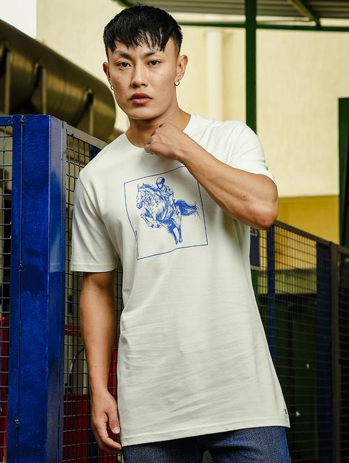 men front print round neck t-shirt - 21553878 - Standard Image - 0