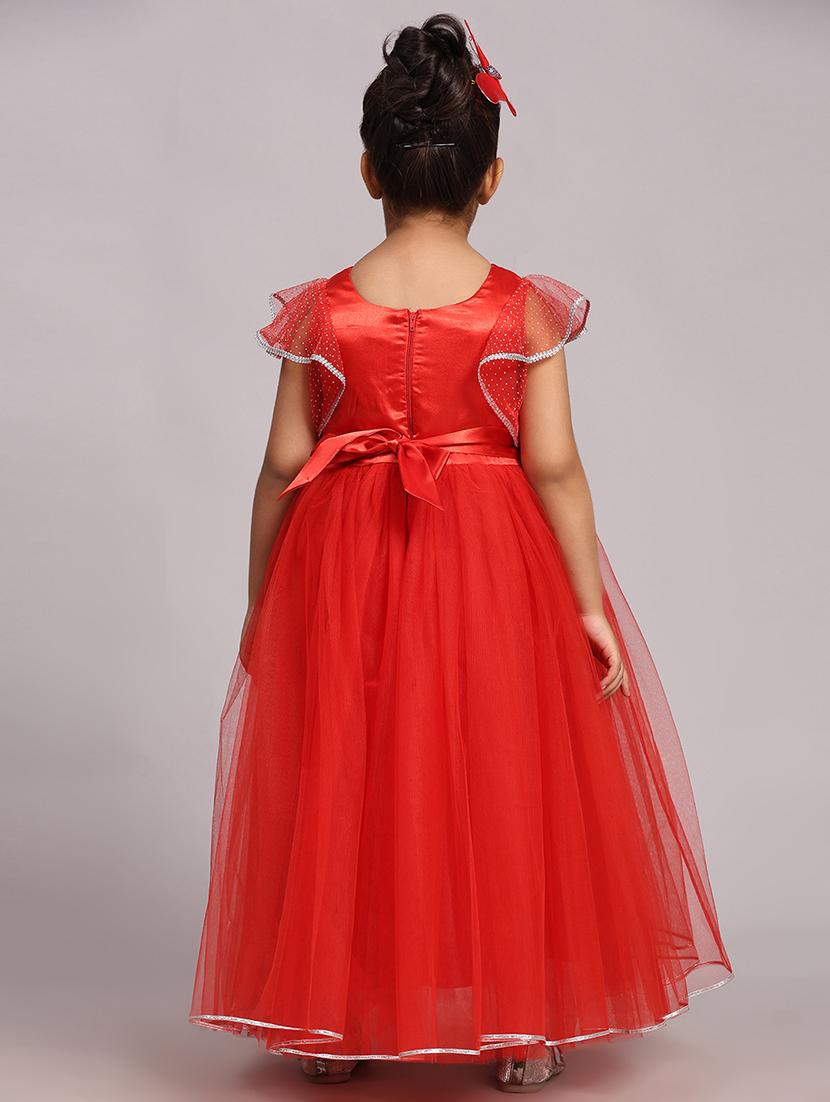 girls red self-designed frock - 21553898 - Standard Image - 2