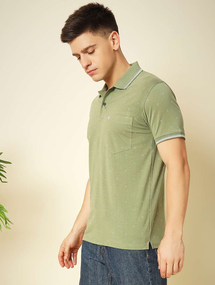men printed short sleeve polo neck t-shirt