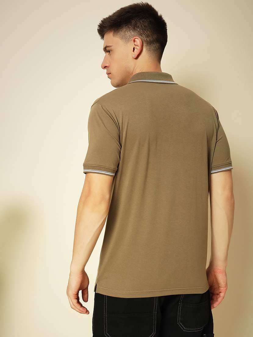 men solid short sleeve polo neck t-shirt - 21553913 - Standard Image - 2