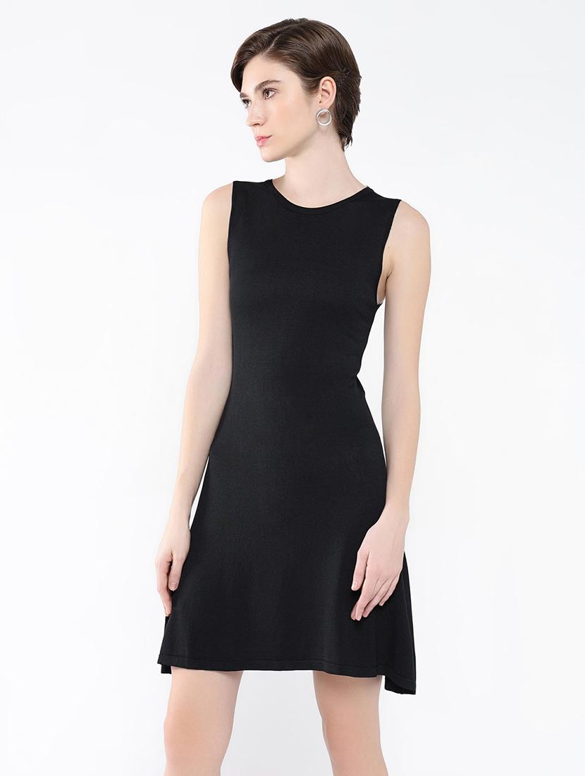 women solid sleeveless a-line dress - 21553929 - Standard Image - 2