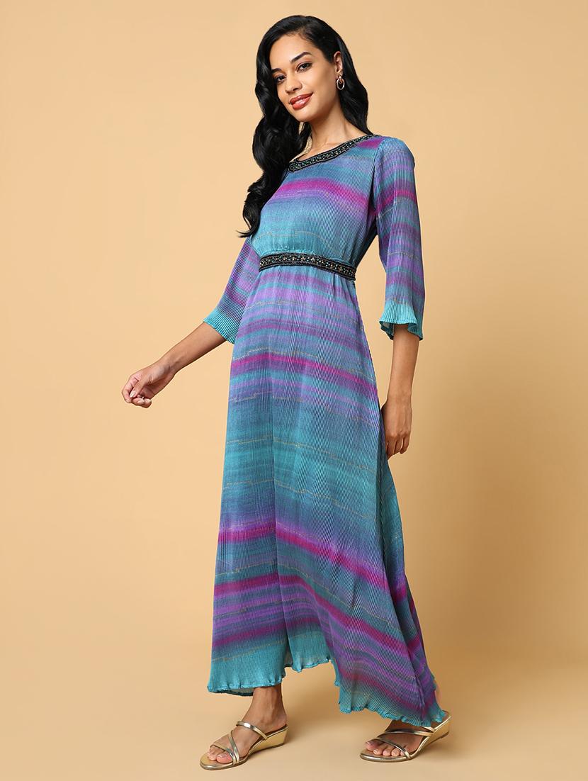 women embroidered round neck a-line dress - 21553932 - Standard Image - 2