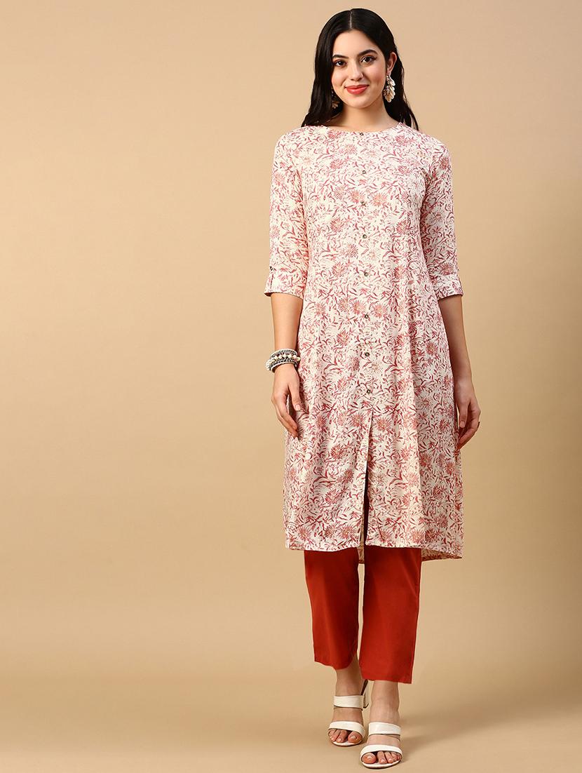 women printed round neck a-line kurta - 21553939 -  Zoom Image - 0