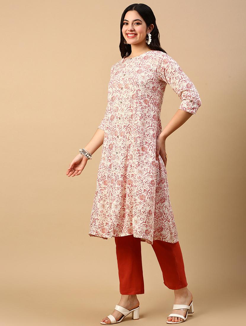 women printed round neck a-line kurta - 21553939 - Standard Image - 2
