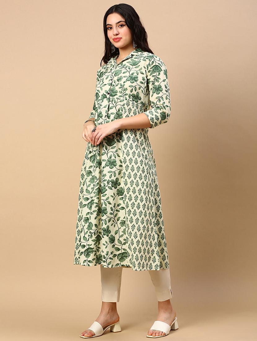 women floral printed collared a-line dress - 21553940 - Standard Image - 2