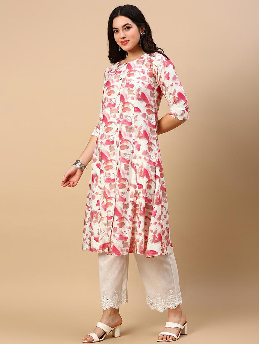 women printed round neck a-line kurta - 21553949 - Standard Image - 2