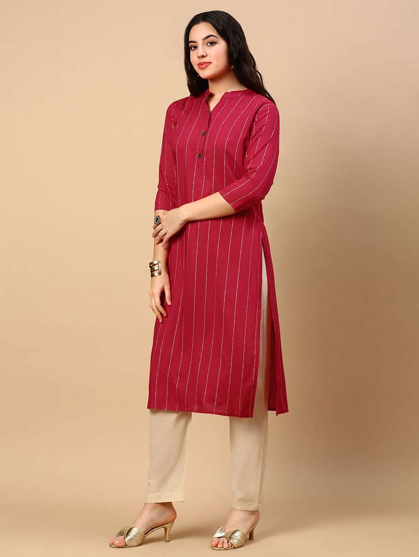 women striped printed straight kurta - 21553953 -  Standard Image - 2
