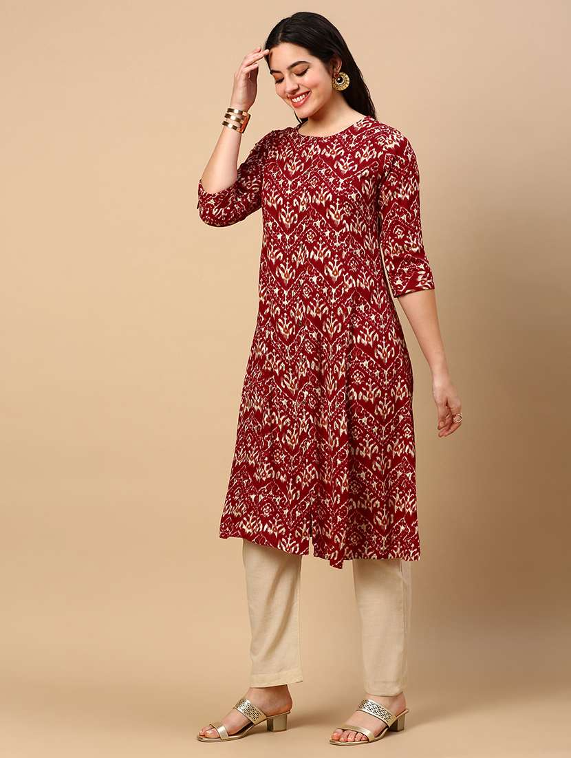 women printed round neck a-line kurta - 21553959 -  Standard Image - 2
