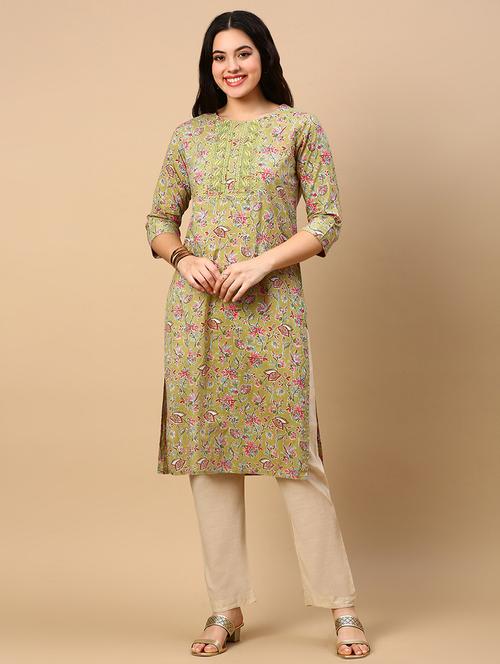 women printed embroidered detailed straight kurta - 21553961 -  Standard Image - 0