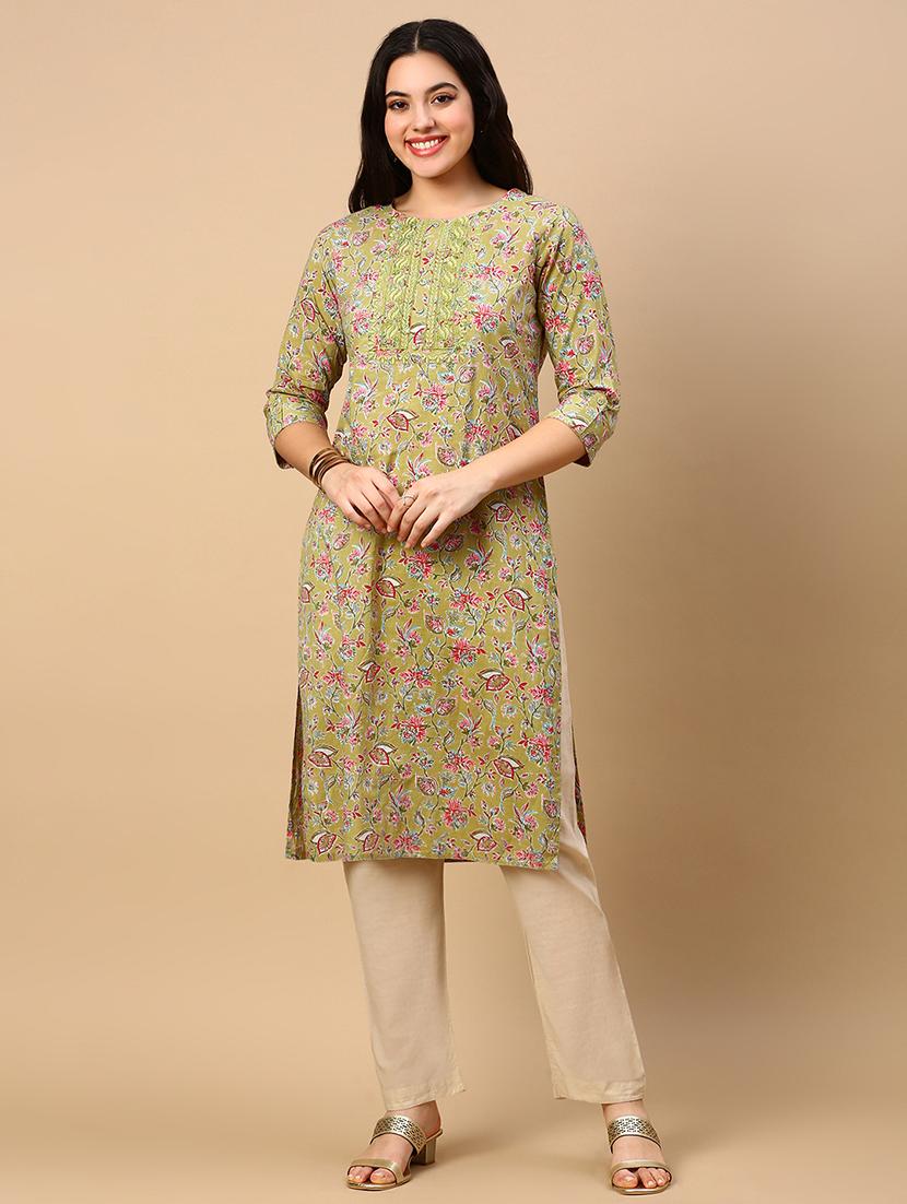 women printed embroidered detailed straight kurta - 21553961 -  Zoom Image - 0