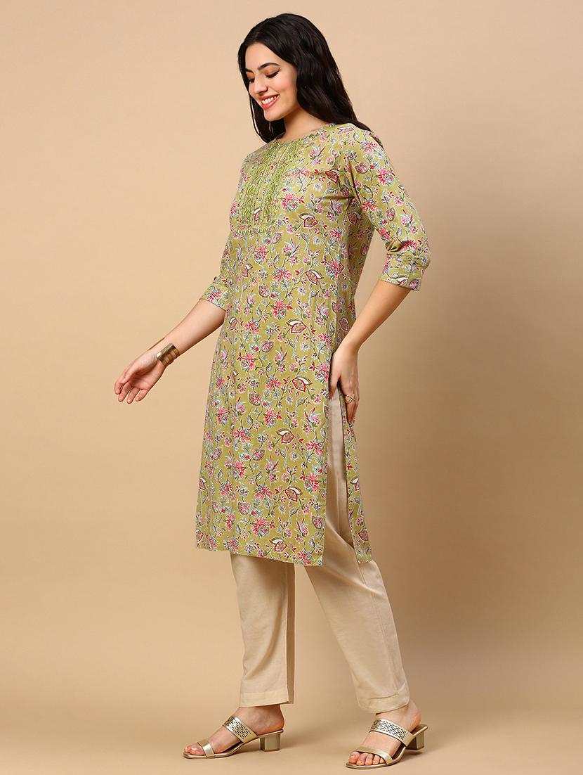 women printed embroidered detailed straight kurta - 21553961 - Standard Image - 2