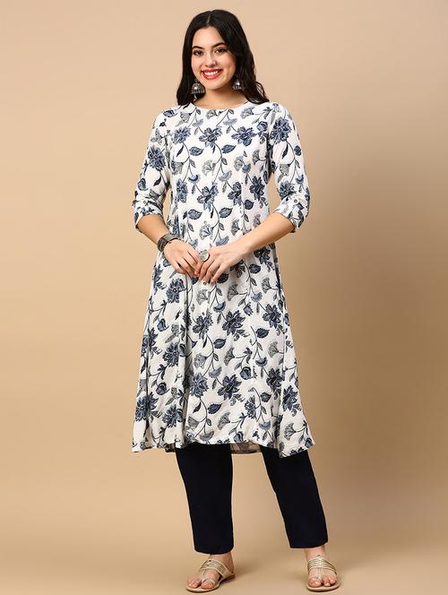 women printed round neck a-line kurta - 21553962 -  Standard Image - 0