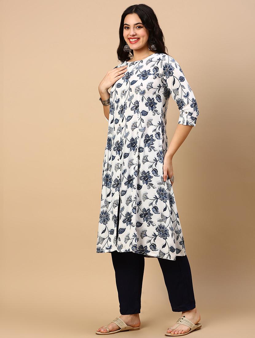 women printed round neck a-line kurta - 21553962 - Standard Image - 2