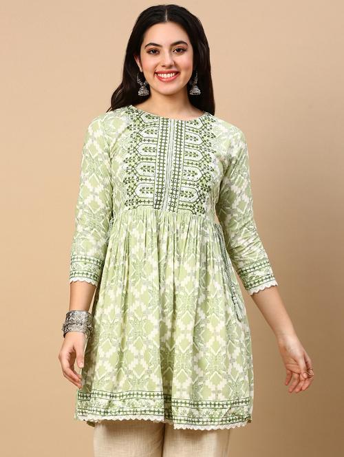women printed round neck flared kurti - 21553965 -  Standard Image - 0