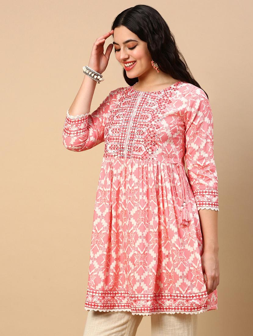 women printed round neck flared kurti - 21553966 - Standard Image - 2