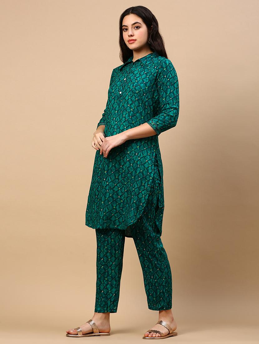 women green printed kurta pant set - 21553970 - Standard Image - 2