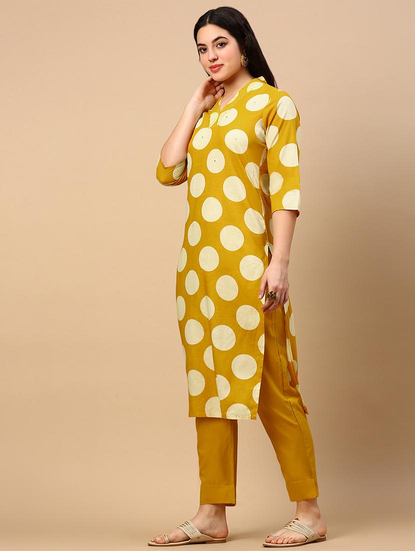 women polka dots printed kurta & pant set - 21553971 - Standard Image - 2