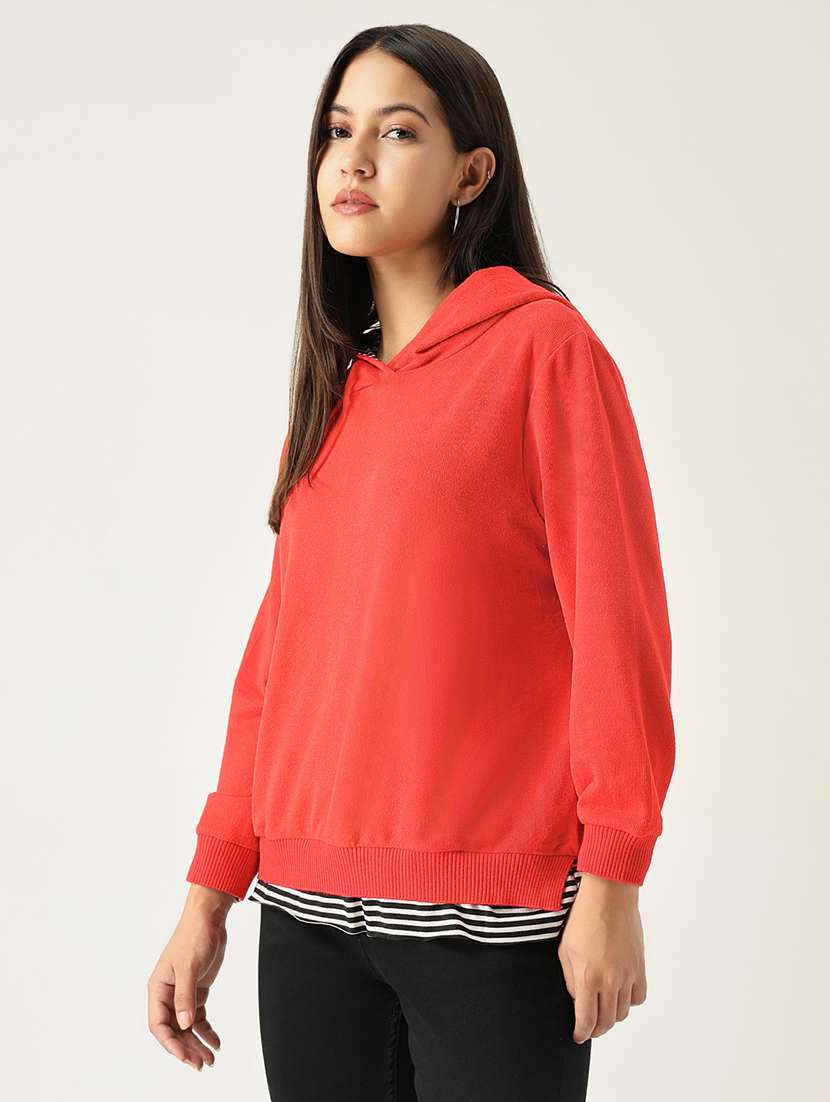 women solid hooded sweatshirt - 21553993 -  Standard Image - 2