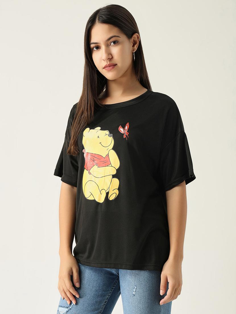 women front print round neck t-shirt - 21553994 - Standard Image - 2