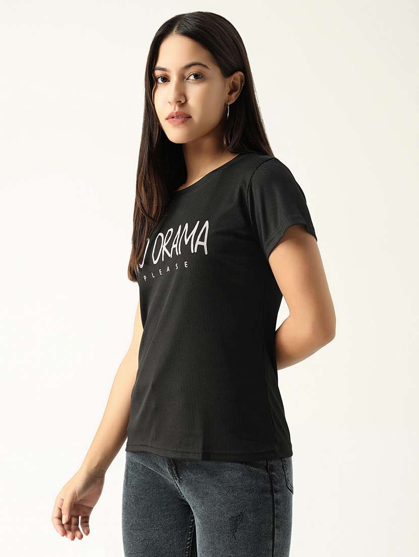 women front print round neck t-shirt - 21554002 -  Standard Image - 2