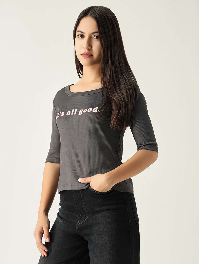 women chest printed round neck t-shirt - 21554008 -  Standard Image - 2