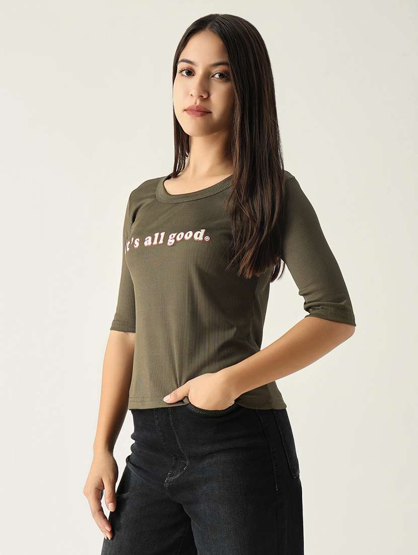 women chest printed round neck t-shirt - 21554010 -  Standard Image - 2