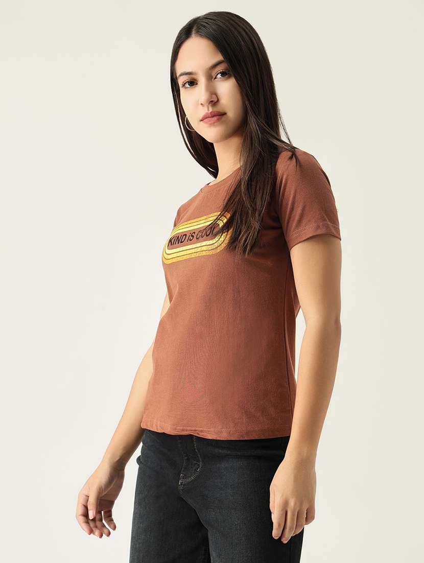 women chest printed round neck t-shirt - 21554011 -  Standard Image - 2