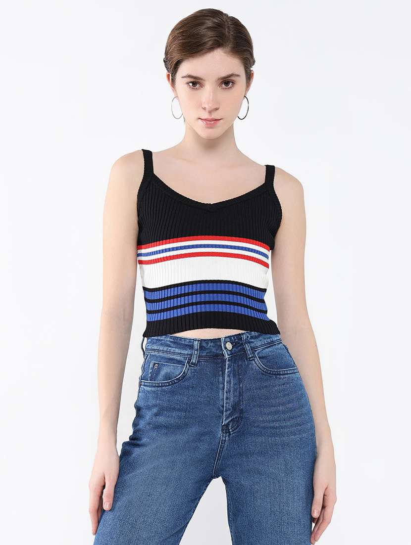 women sleeveless self-designed regular top