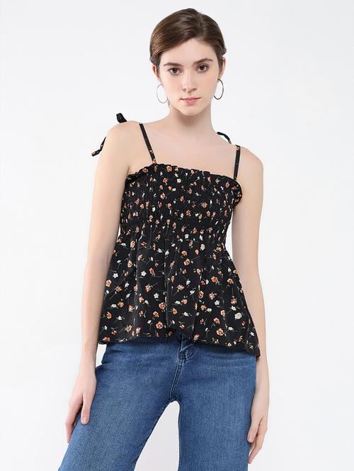 women black floral printed peplum top - 21554051 -  Standard Image - 0